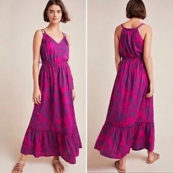 Anthropologie Dresses & Skirts - Anthropologie Saturday Sunday Sz L Yasmine Maxi Dress Purple Fuchsia 100% Cotton